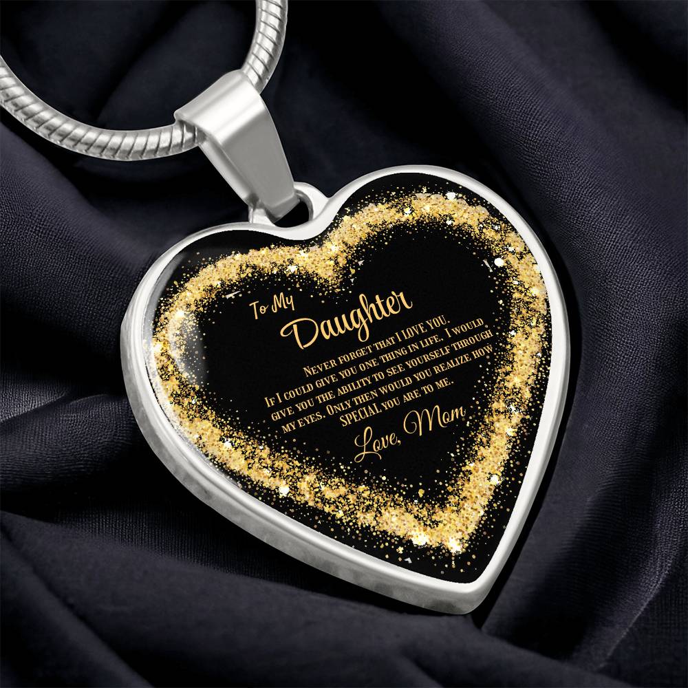 Luxury Heart Pendant Necklace – To My Daughter, Love Mom | Sentimental Jewelry Gift