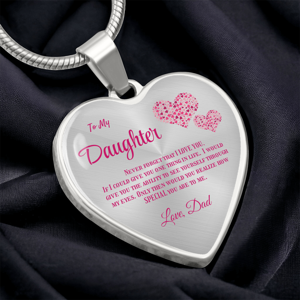 Heartfelt Luxury Gift from Dad: Stunning Heart Pendant Necklace for Daughter, Symbol of Love & Affection