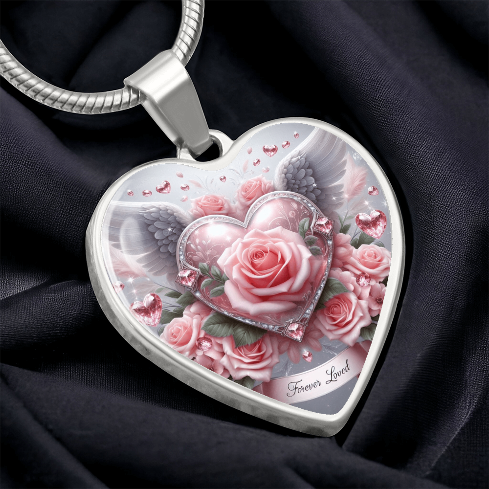 Luxury Heart Necklace Memorial Jewelry – Forever Loved Graphic Pendant Gift for Women Loved One Keepsake