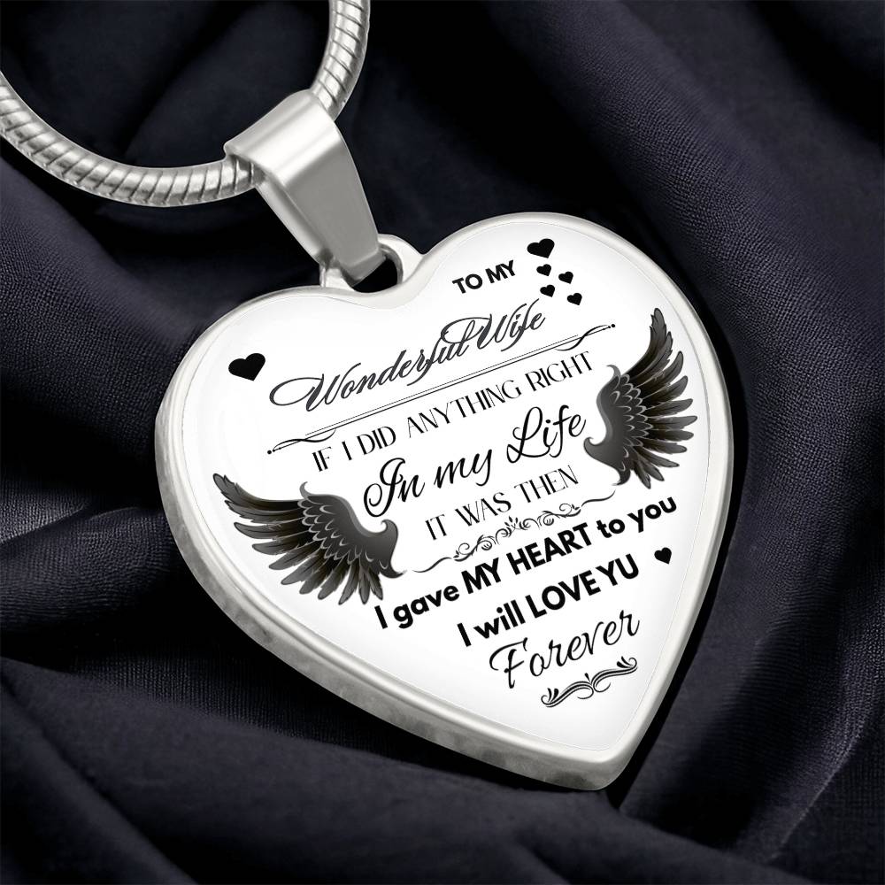 Angel Wings Necklace – To My Wonderful Wife Love Gift, Sentimental Jewelry for Wife's Birthday, Anniversary, or Just Because