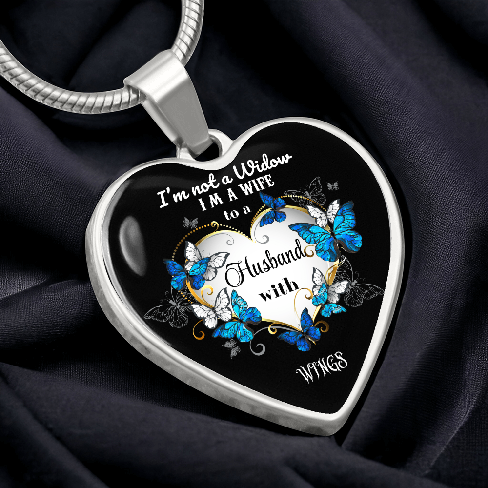 Luxury Graphic Heart Necklace I'm not a Widow Butterflies design