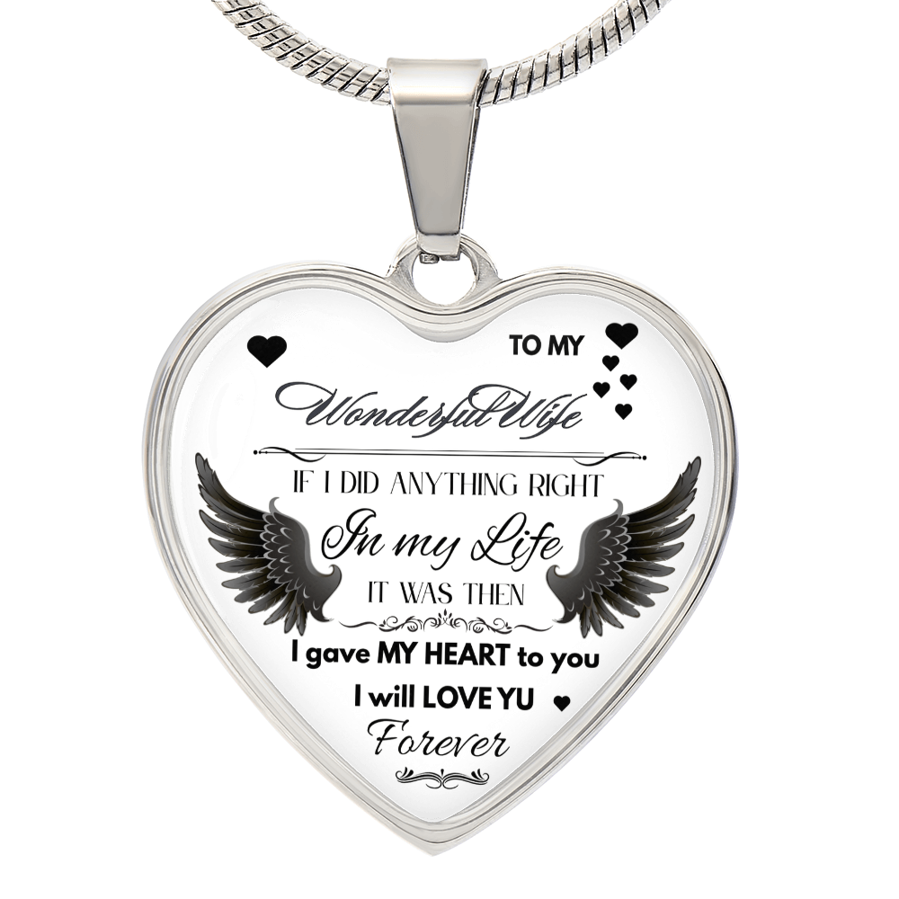 Angel Wings Necklace – To My Wonderful Wife Love Gift, Sentimental Jewelry for Wife's Birthday, Anniversary, or Just Because