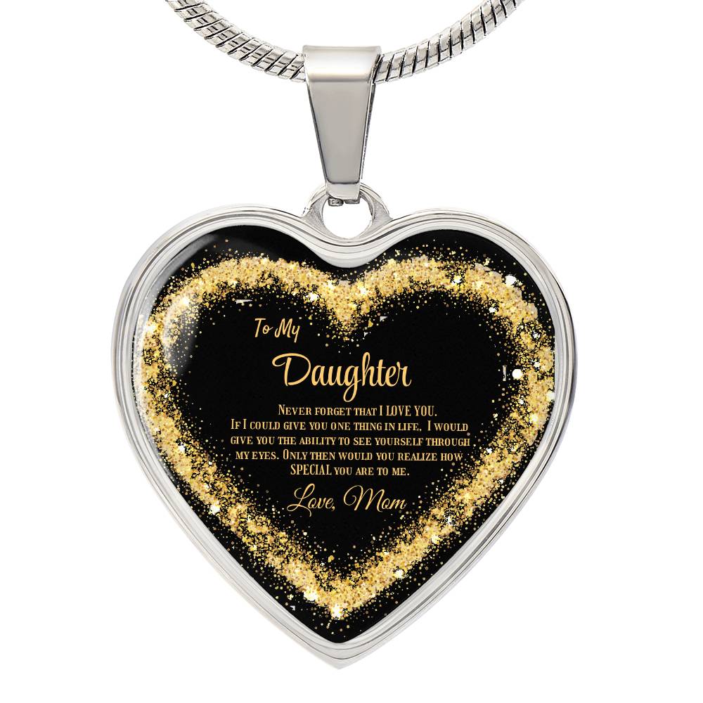 Luxury Heart Pendant Necklace – To My Daughter, Love Mom | Sentimental Jewelry Gift