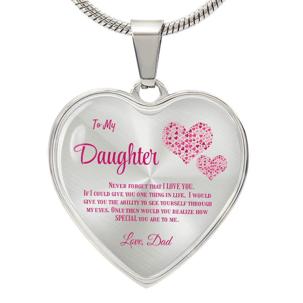 Heartfelt Luxury Gift from Dad: Stunning Heart Pendant Necklace for Daughter, Symbol of Love & Affection
