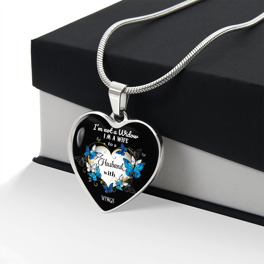 Luxury Graphic Heart Necklace I'm not a Widow Butterflies design