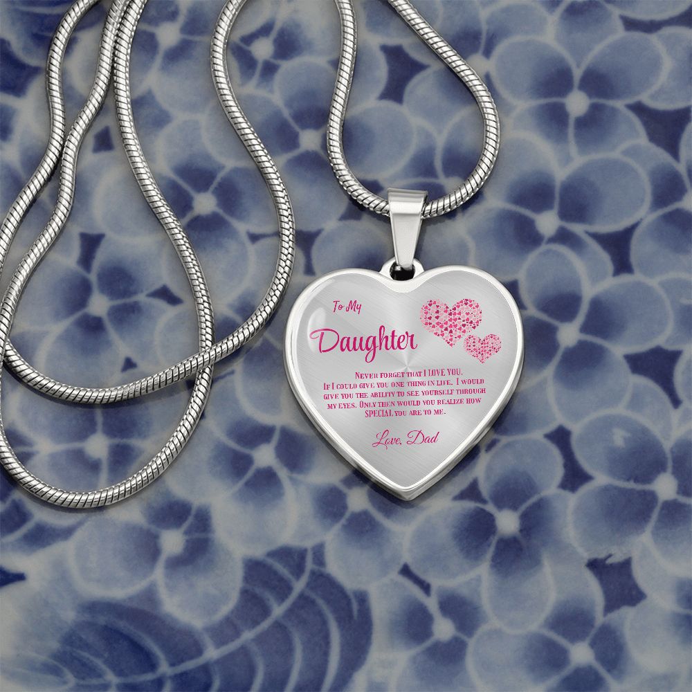 Heartfelt Luxury Gift from Dad: Stunning Heart Pendant Necklace for Daughter, Symbol of Love & Affection
