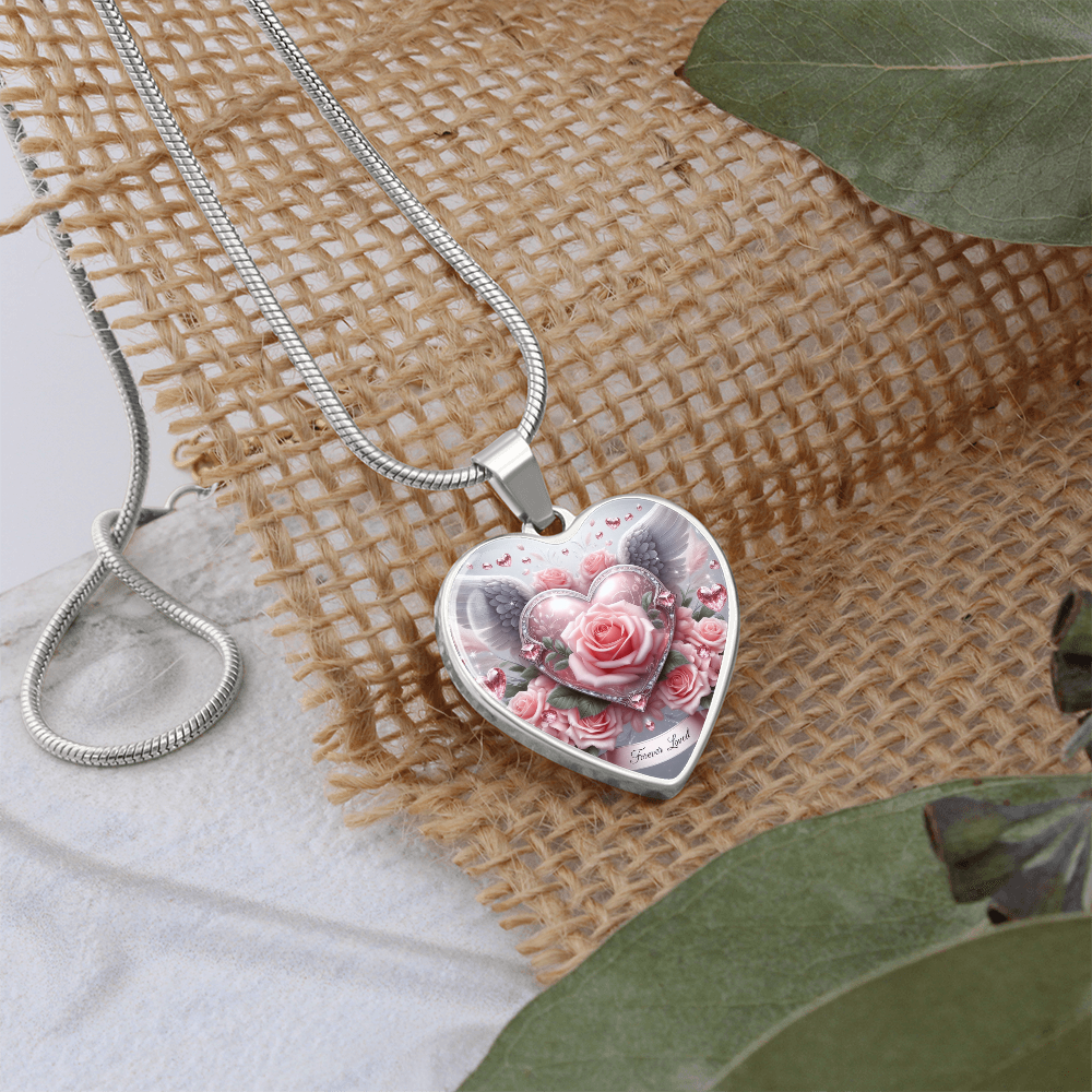 Luxury Heart Necklace Memorial Jewelry – Forever Loved Graphic Pendant Gift for Women Loved One Keepsake