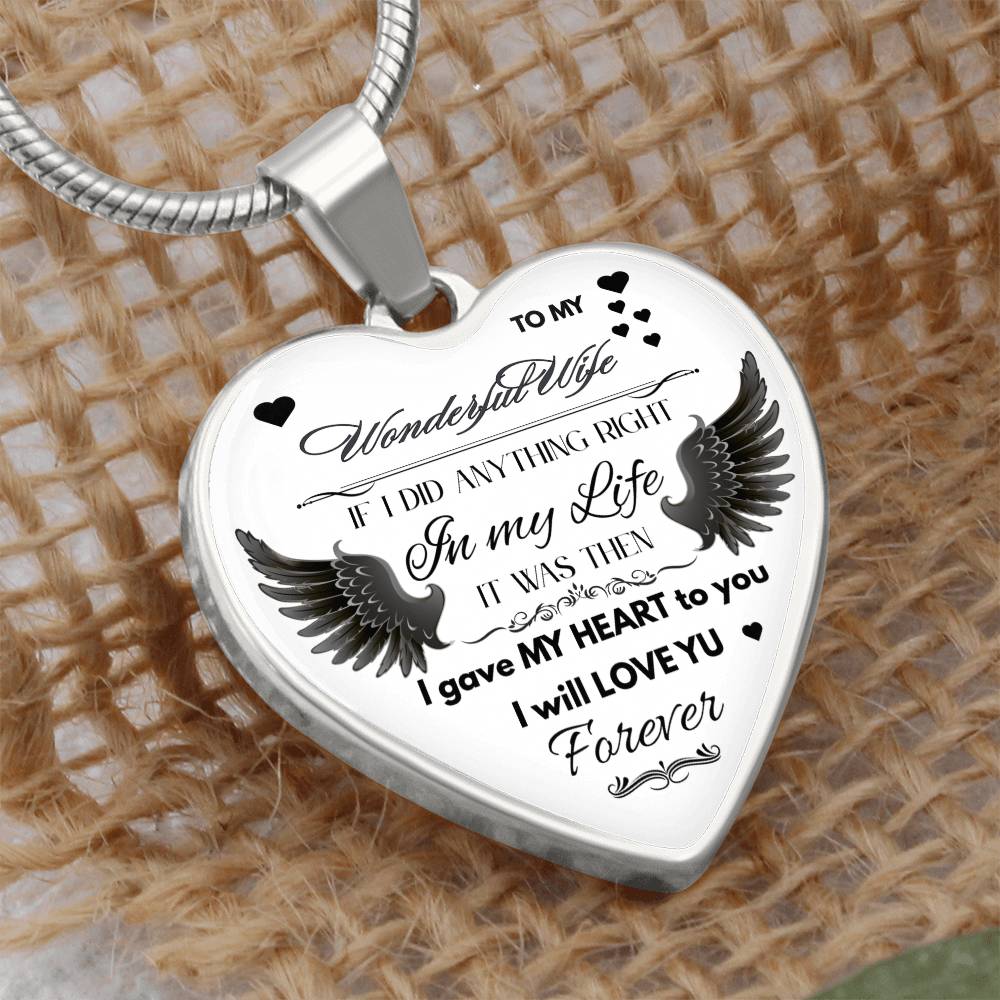 Angel Wings Necklace – To My Wonderful Wife Love Gift, Sentimental Jewelry for Wife's Birthday, Anniversary, or Just Because