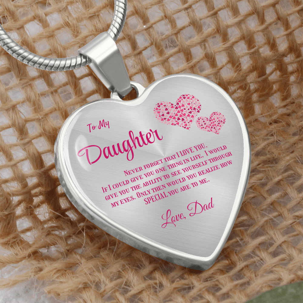 Heartfelt Luxury Gift from Dad: Stunning Heart Pendant Necklace for Daughter, Symbol of Love & Affection