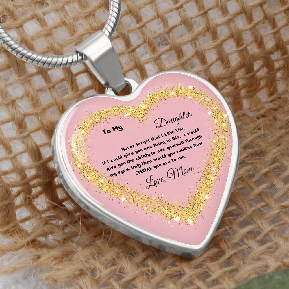 Luxury Heart Pendant Necklace – To My Daughter, Love Mom | Personalized Jewelry Gift