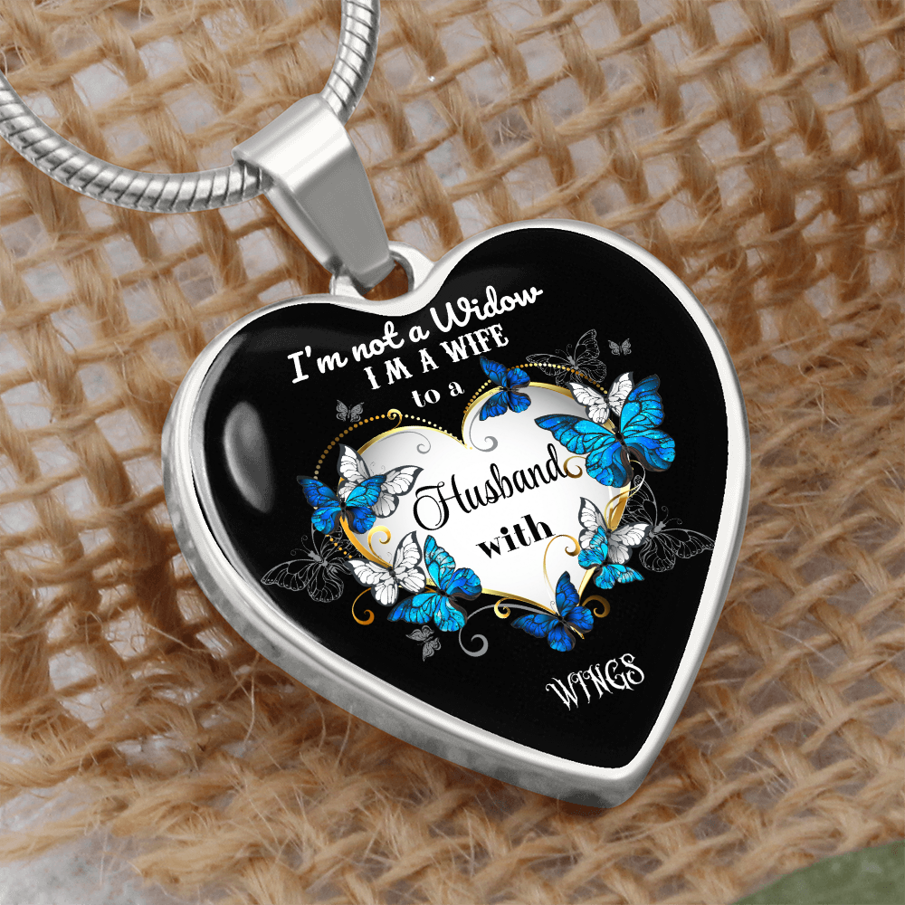 Luxury Graphic Heart Necklace I'm not a Widow Butterflies design