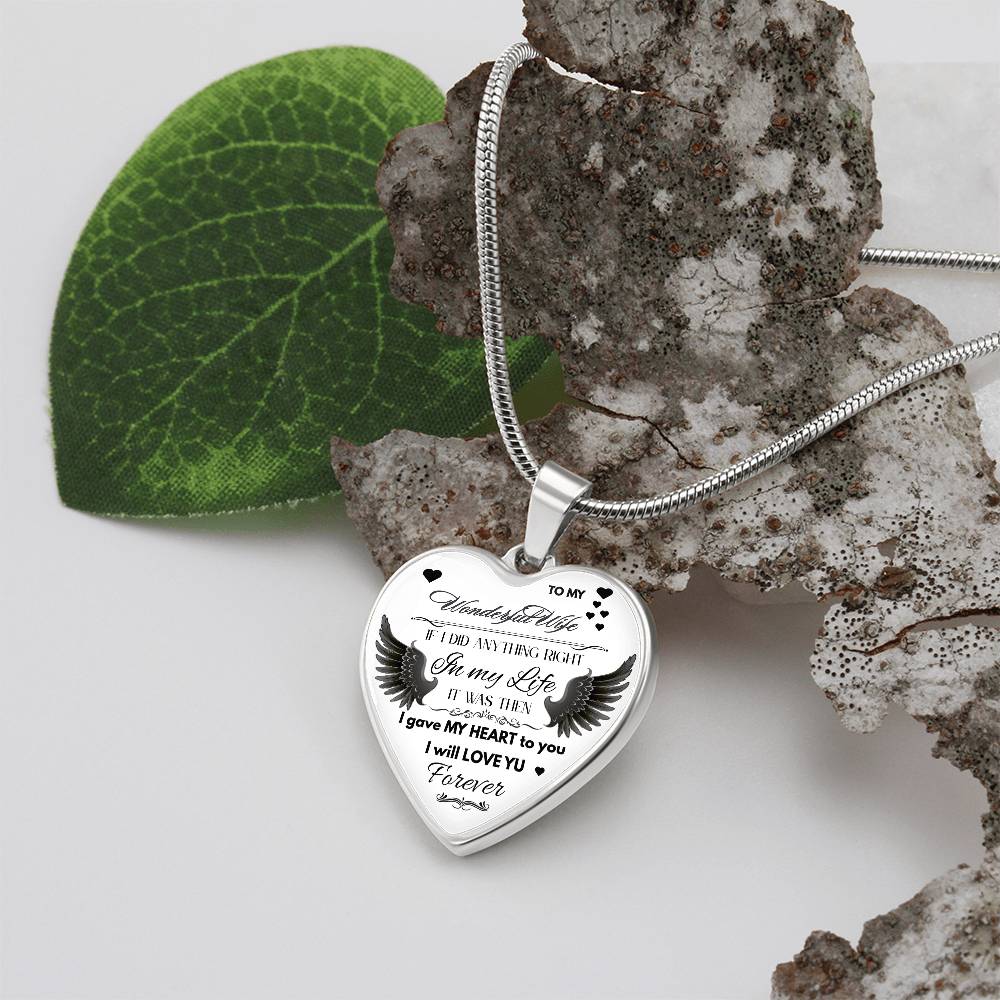 Angel Wings Necklace – To My Wonderful Wife Love Gift, Sentimental Jewelry for Wife's Birthday, Anniversary, or Just Because