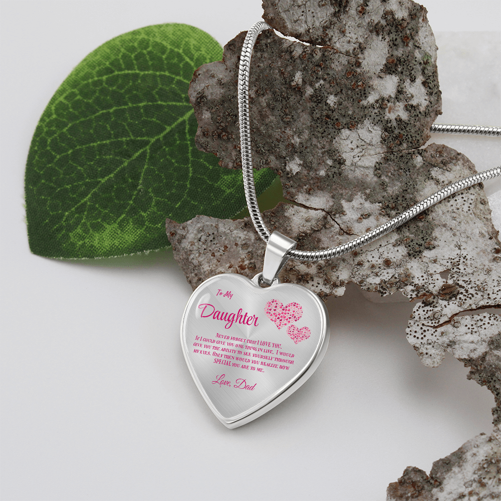 Heartfelt Luxury Gift from Dad: Stunning Heart Pendant Necklace for Daughter, Symbol of Love & Affection