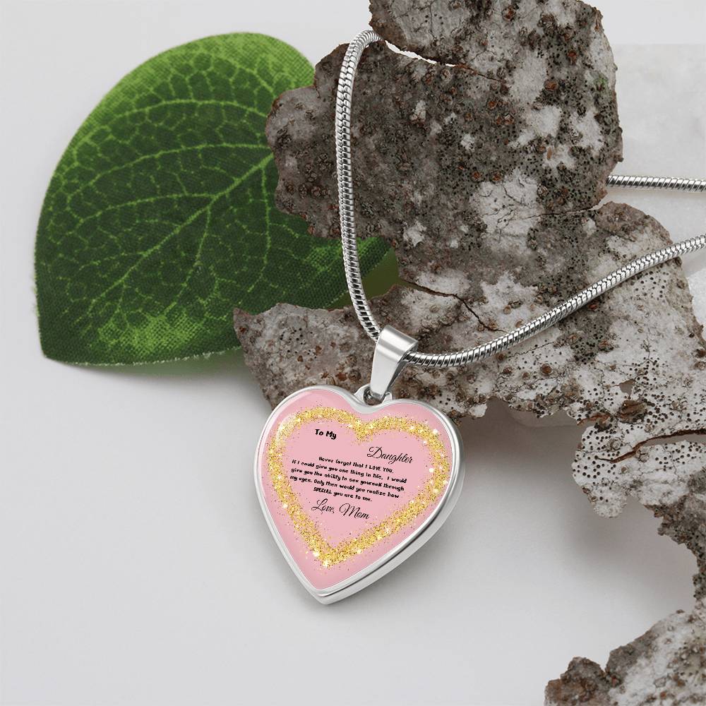 Luxury Heart Pendant Necklace – To My Daughter, Love Mom | Personalized Jewelry Gift