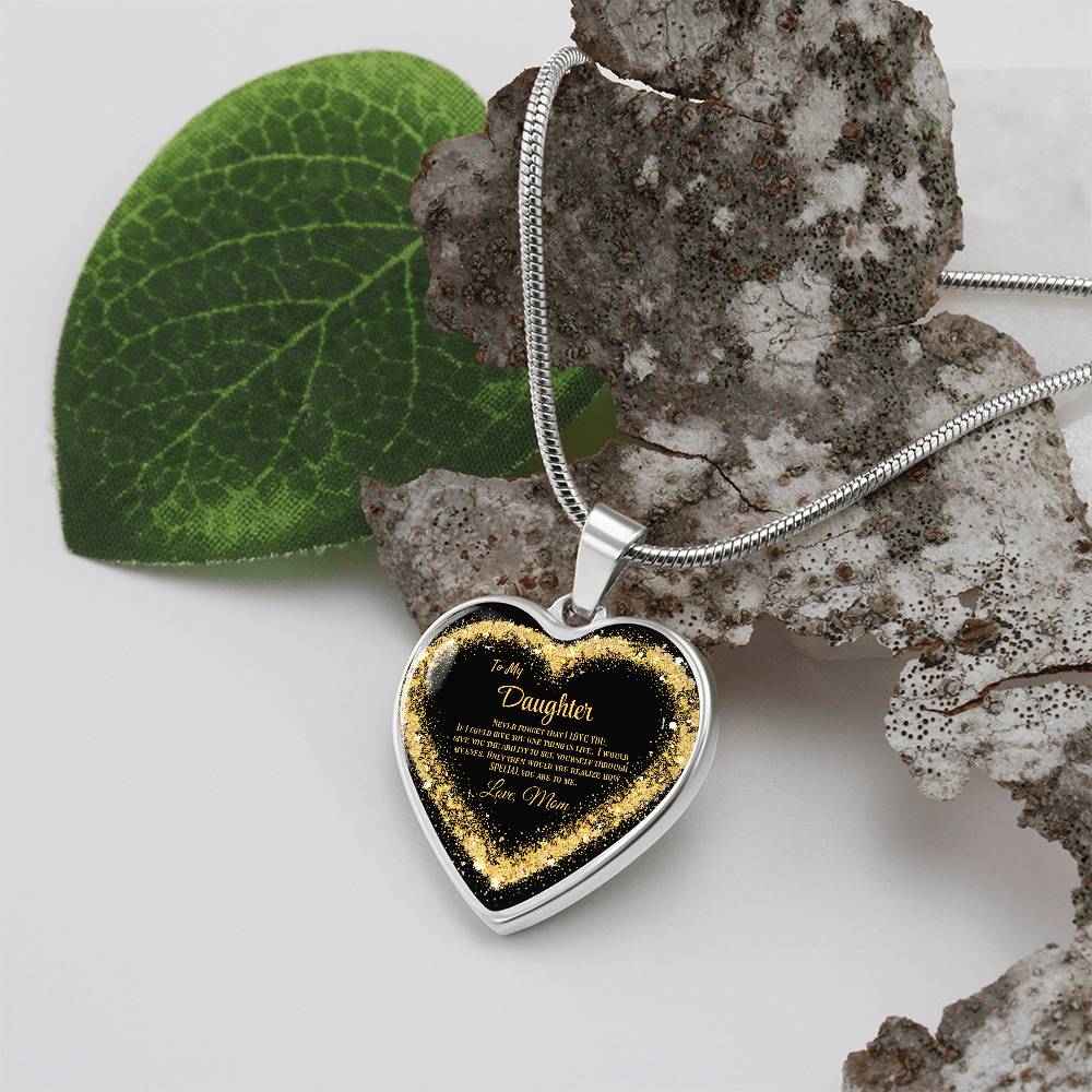 Luxury Heart Pendant Necklace – To My Daughter, Love Mom | Sentimental Jewelry Gift