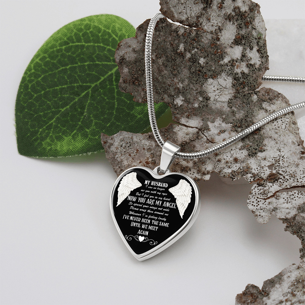 Graphic Heart Necklace My Husband now you are my Angel
