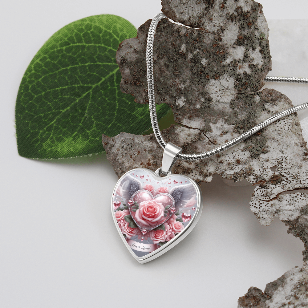 Luxury Heart Necklace Memorial Jewelry – Forever Loved Graphic Pendant Gift for Women Loved One Keepsake