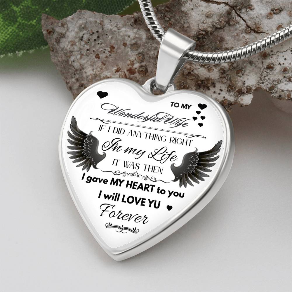 Angel Wings Necklace – To My Wonderful Wife Love Gift, Sentimental Jewelry for Wife's Birthday, Anniversary, or Just Because