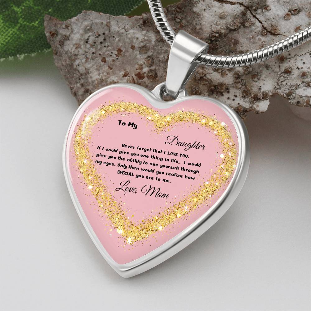 Luxury Heart Pendant Necklace – To My Daughter, Love Mom | Personalized Jewelry Gift