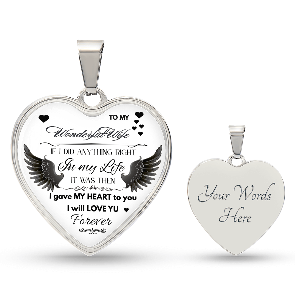 Angel Wings Necklace – To My Wonderful Wife Love Gift, Sentimental Jewelry for Wife's Birthday, Anniversary, or Just Because