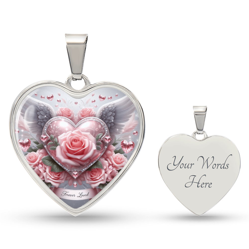 Luxury Heart Necklace Memorial Jewelry – Forever Loved Graphic Pendant Gift for Women Loved One Keepsake