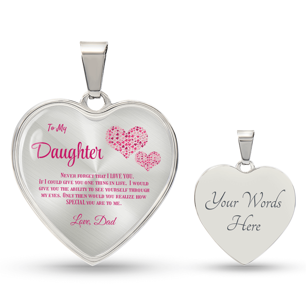 Heartfelt Luxury Gift from Dad: Stunning Heart Pendant Necklace for Daughter, Symbol of Love & Affection