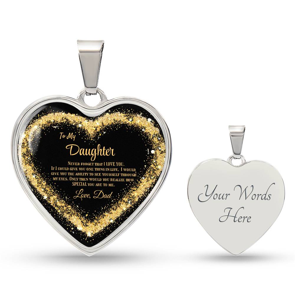 Luxury Heart pendant Necklace To my Daughter, love Dad