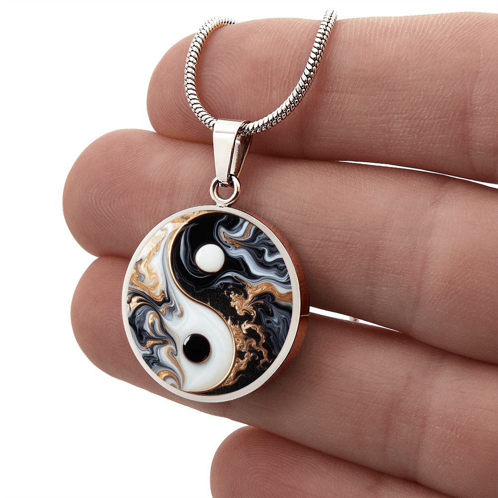 Luxury Yin Yang Circle Necklace – Modern Minimalist Pendant for Her | Designer Jewelry Gift