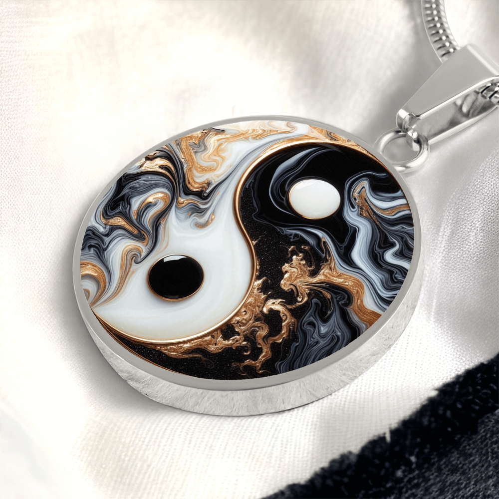 Luxury Yin Yang Circle Necklace – Modern Minimalist Pendant for Her | Designer Jewelry Gift