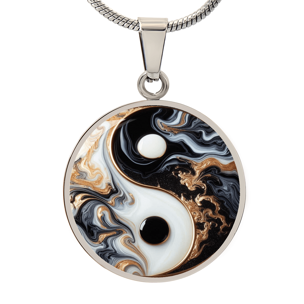 Luxury Yin Yang Circle Necklace – Modern Minimalist Pendant for Her | Designer Jewelry Gift