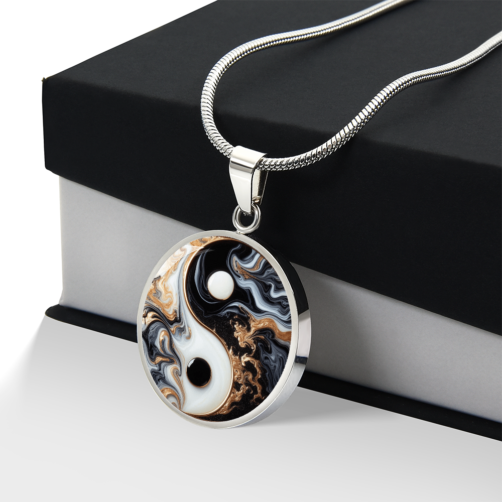 Luxury Yin Yang Circle Necklace – Modern Minimalist Pendant for Her | Designer Jewelry Gift
