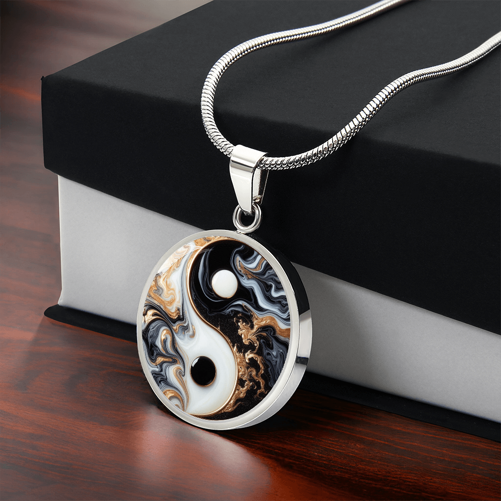 Luxury Yin Yang Circle Necklace – Modern Minimalist Pendant for Her | Designer Jewelry Gift