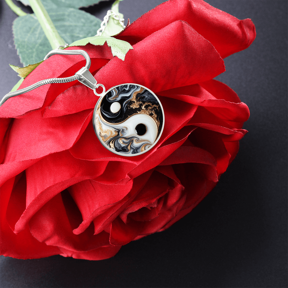 Luxury Yin Yang Circle Necklace – Modern Minimalist Pendant for Her | Designer Jewelry Gift