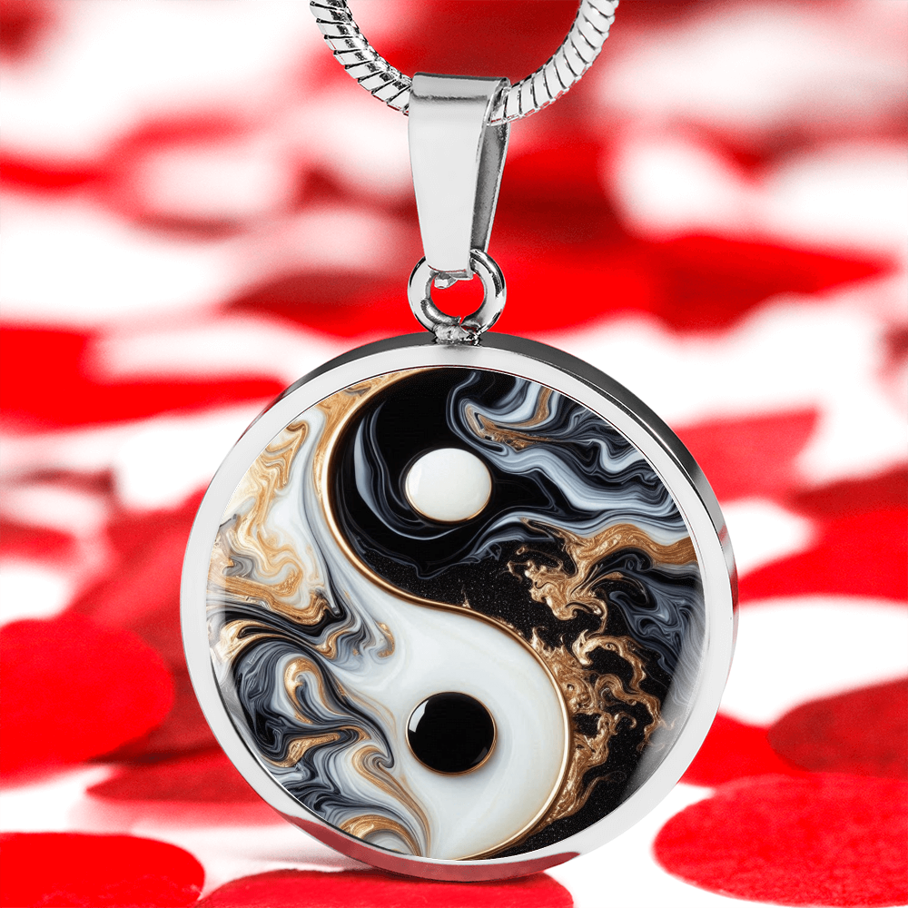 Luxury Yin Yang Circle Necklace – Modern Minimalist Pendant for Her | Designer Jewelry Gift