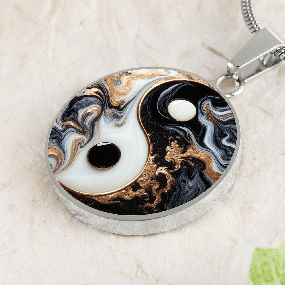 Luxury Yin Yang Circle Necklace – Modern Minimalist Pendant for Her | Designer Jewelry Gift