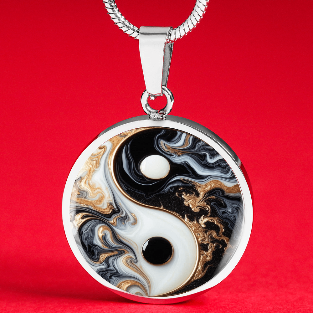 Luxury Yin Yang Circle Necklace – Modern Minimalist Pendant for Her | Designer Jewelry Gift