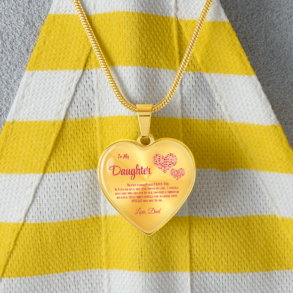 Heartfelt Luxury Gift from Dad: Stunning Heart Pendant Necklace for Daughter, Symbol of Love & Affection