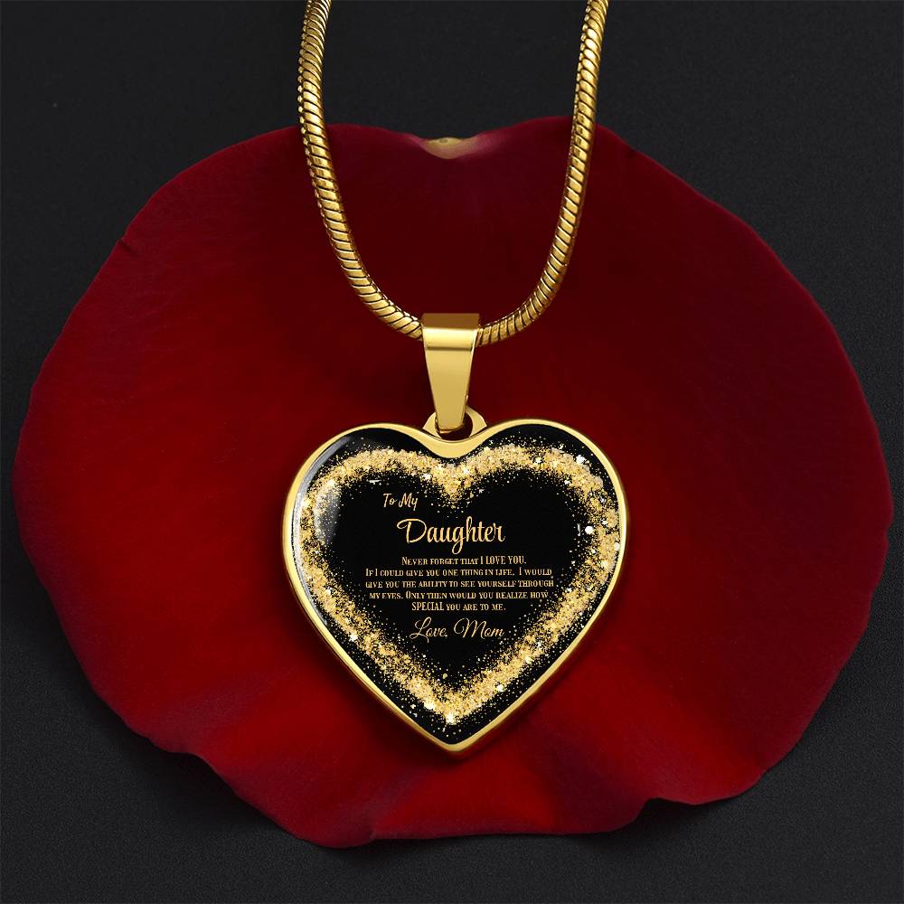 Luxury Heart Pendant Necklace – To My Daughter, Love Mom | Sentimental Jewelry Gift
