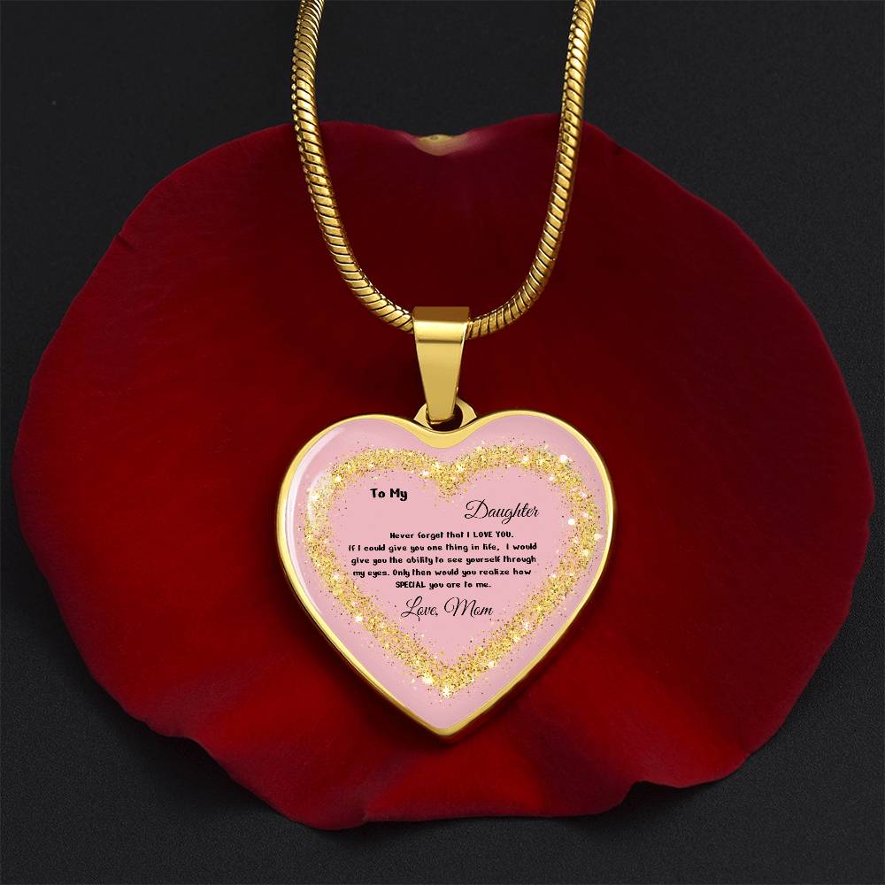 Luxury Heart Pendant Necklace – To My Daughter, Love Mom | Personalized Jewelry Gift