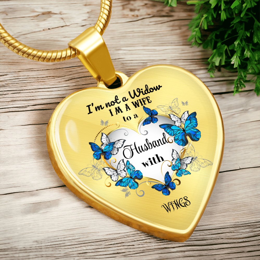 Luxury Heart Pendant Necklace – Tribute to Your Beloved Husband | Angel Memory Jewelry & In Loving Memory Gift