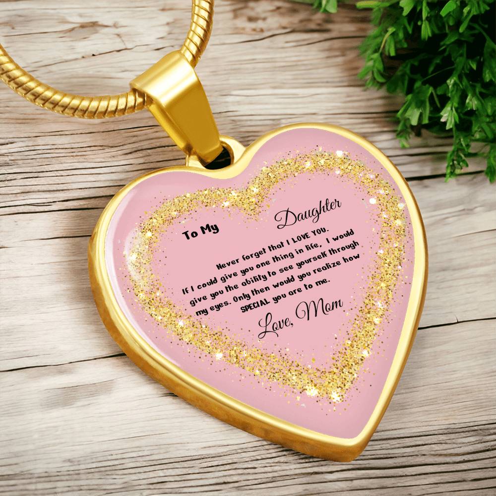Luxury Heart Pendant Necklace – To My Daughter, Love Mom | Personalized Jewelry Gift