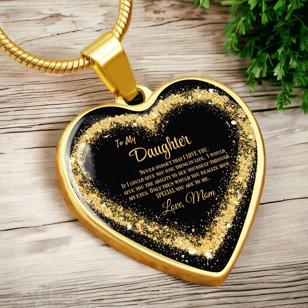 Luxury Heart Pendant Necklace – To My Daughter, Love Mom | Sentimental Jewelry Gift