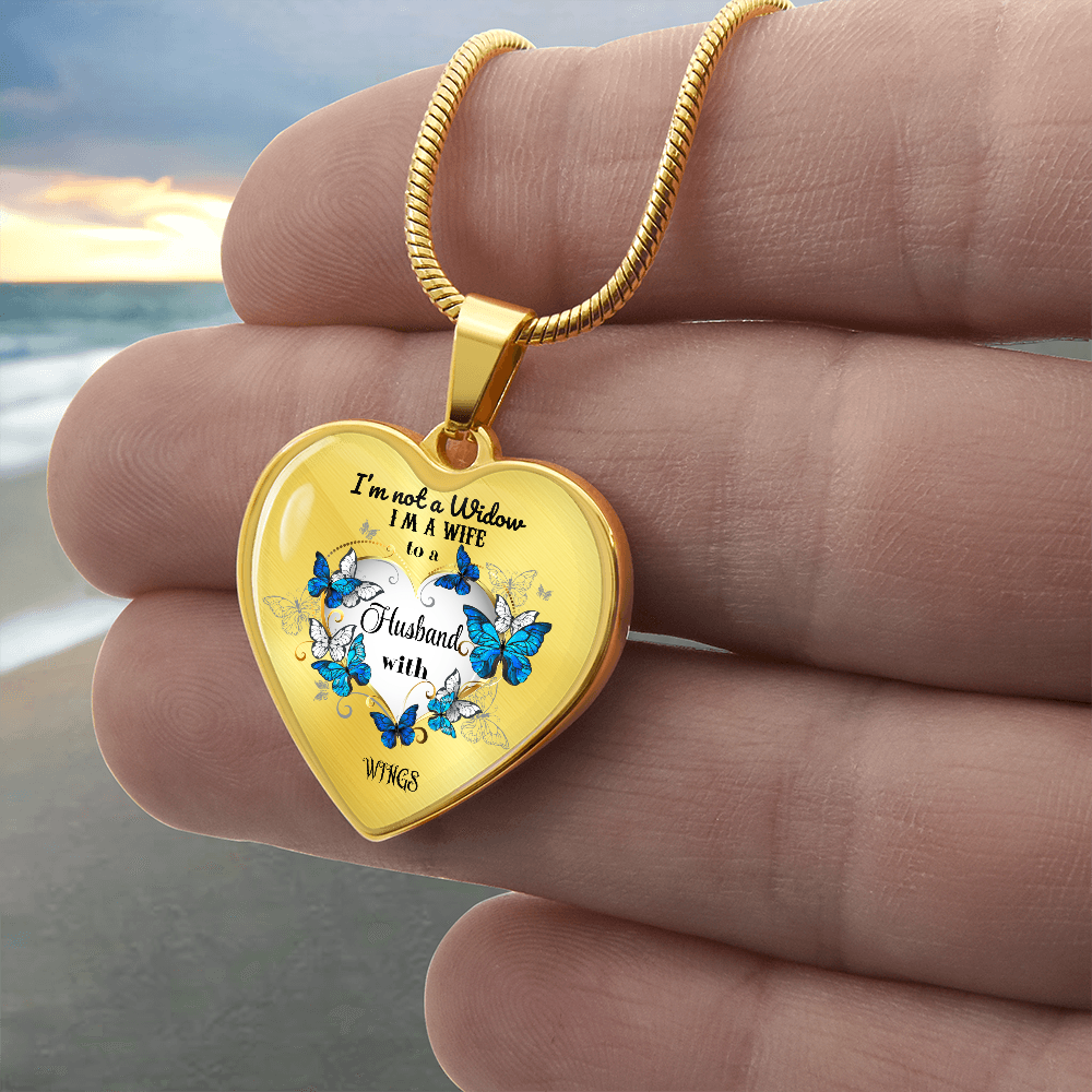 Luxury Heart Pendant Necklace – Tribute to Your Beloved Husband | Angel Memory Jewelry & In Loving Memory Gift