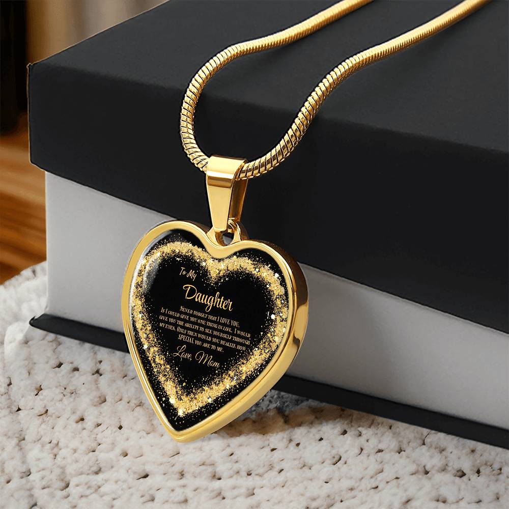 Luxury Heart Pendant Necklace – To My Daughter, Love Mom | Sentimental Jewelry Gift