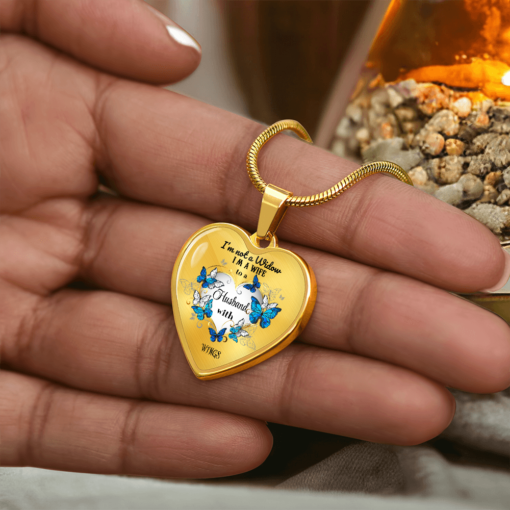 Luxury Heart Pendant Necklace – Tribute to Your Beloved Husband | Angel Memory Jewelry & In Loving Memory Gift