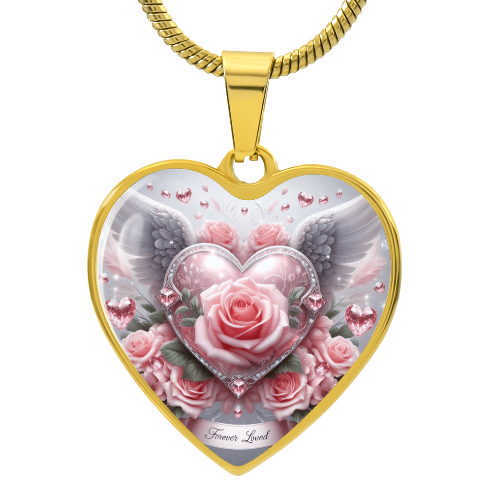 Luxury Heart Necklace Memorial Jewelry – Forever Loved Graphic Pendant Gift for Women Loved One Keepsake