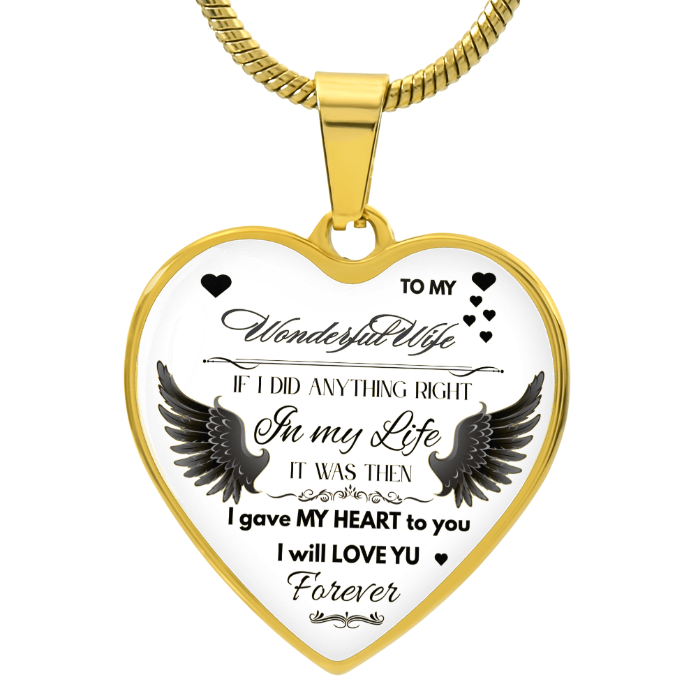 Angel Wings Necklace – To My Wonderful Wife Love Gift, Sentimental Jewelry for Wife's Birthday, Anniversary, or Just Because