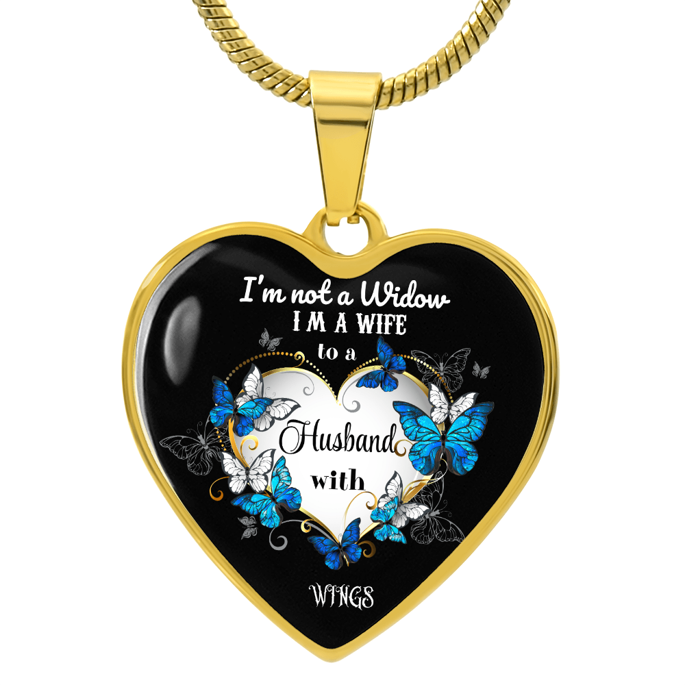 Luxury Graphic Heart Necklace I'm not a Widow Butterflies design