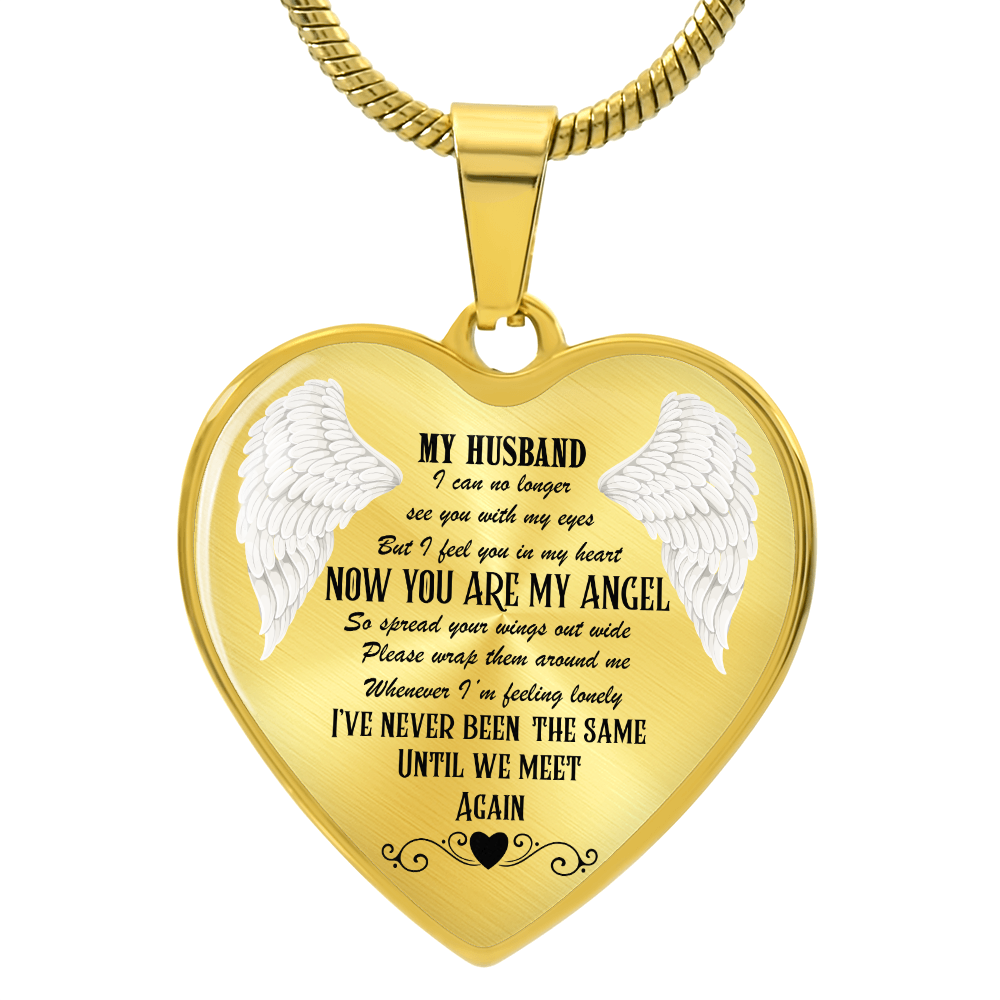 Luxury Graphic Heart Necklace My Husband now you are my Angel