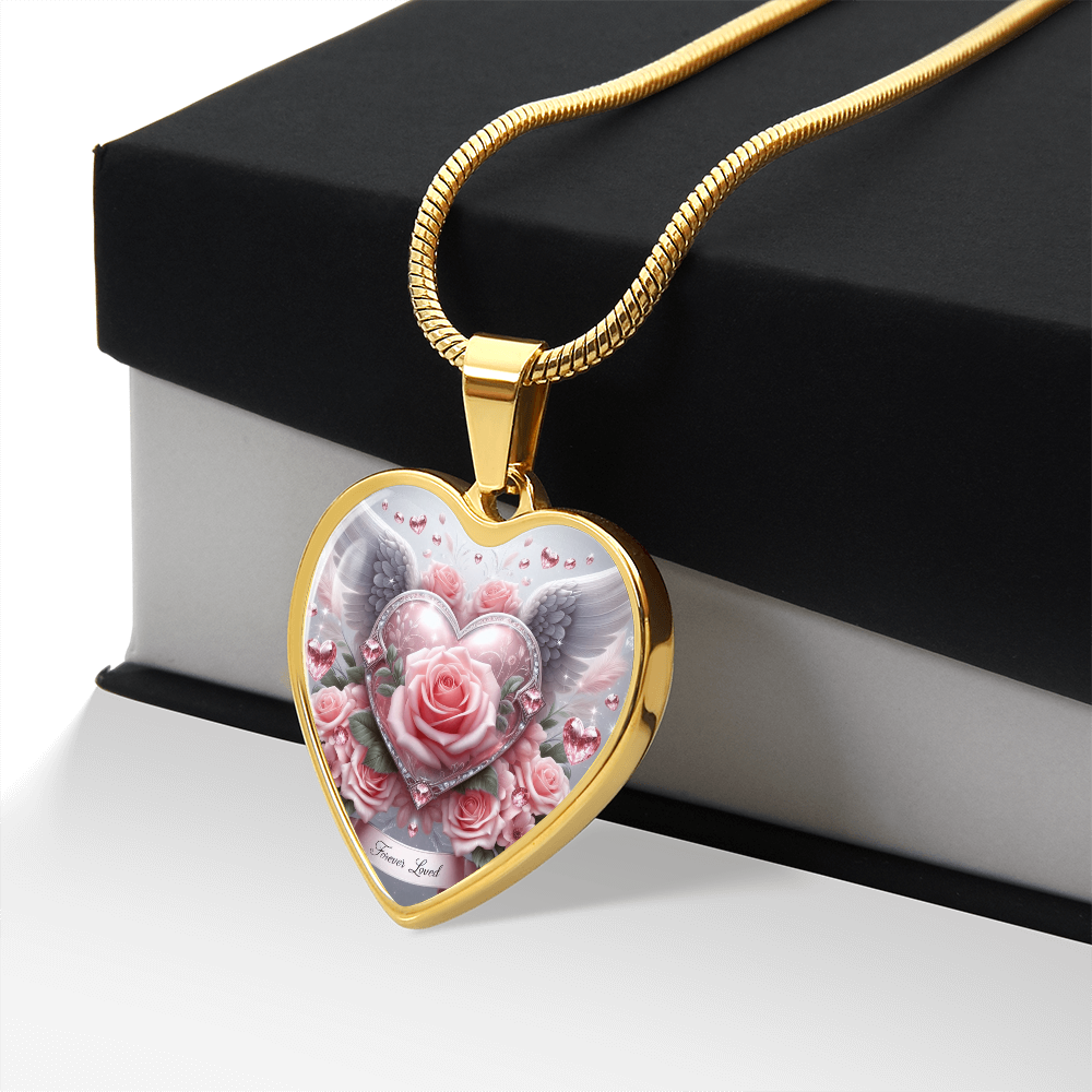 Luxury Heart Necklace Memorial Jewelry – Forever Loved Graphic Pendant Gift for Women Loved One Keepsake